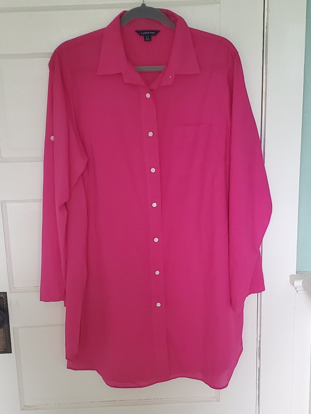 Land's End women's Tunic shirt dress Pink sz L 14-16